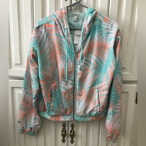 Forever 21 Floral Lightweight Hooded Zip-up Windbreaker